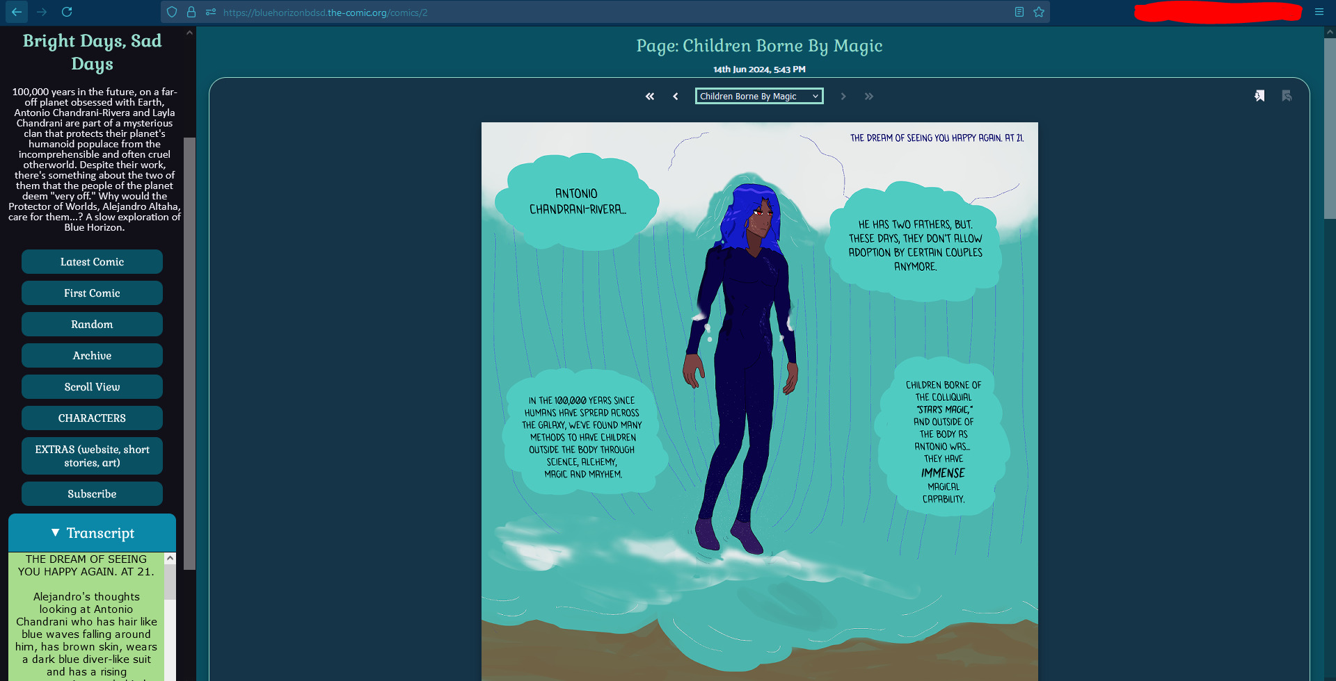 the main site for the blue horizon bright days sad days webcomic @ comicfury